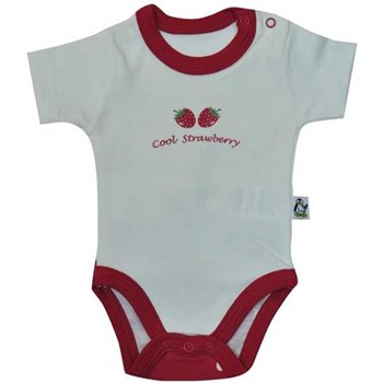 Babycool 2208 Kısa Kol Bebek Body Çilek Baskılı Krem-Kırmızı 0-3 Ay (56-62 Cm) 33320749