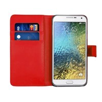 Microsonic Cüzdanlı Deri Samsung Galaxy E7 Kılıf Kırmızı