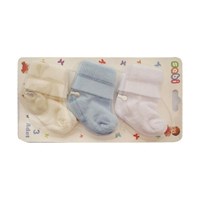 Sebi Bebe 120 3lü Bebek Çorabı Çemberli Krem-Mavi 31638525