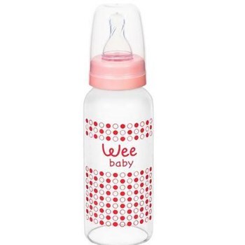 Wee 771 Isıya Dayanıklı Cam Biberon Pembe 180 ml