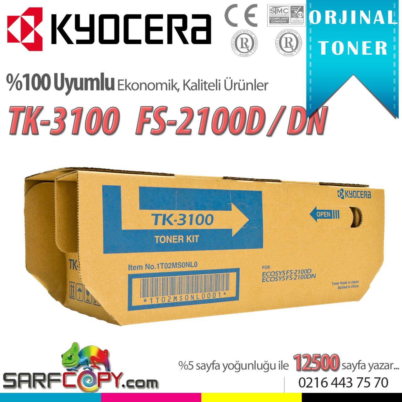 Kyocera TK-3100 Orjinal Toneri, Kyocera M3040DN Toner/ M3540DN fiyatı ...