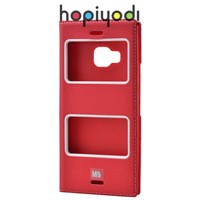 HTC One M9 Kılıf Dolce Pencereli Gizli Mıknatıslı Kırmızı