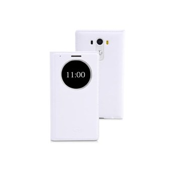 Microsonic View Slim Kapaklı Deri LG G3 Kılıf Akıllı Modlu Beyaz