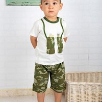 Wonder Kids Şort - T-shirt Camp 2li Bebek Seti 6-9 Ay (68-74 Cm) 21223599