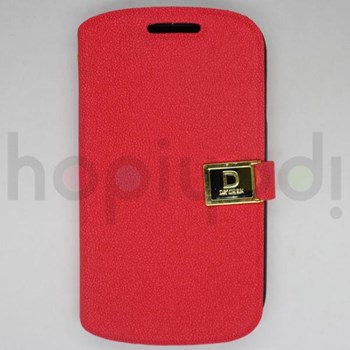Samsung Galaxy S3 Mini i8190 Kılıf D Logolu Tokalı Kapaklı Kırmızı