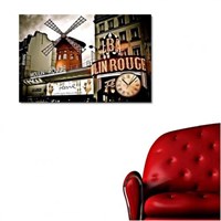 TT Tasarım Moulin Rouge - Kanvas Tablo Saat (40x60) TS1-78