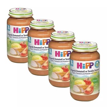 Hipp 8+ Ay 4x220 gr Organik Domatesli ve Tavuklu Patates Kavanoz Maması