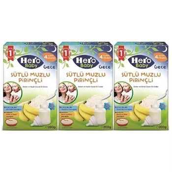 Hero Baby 3x200 gr Gece Sütlü Muzlu Pirinçli  Kaşık Maması