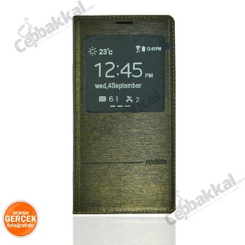 Redlife Su Geçirmez Pencereli Akıllı Kılıf Samsung Galaxy S5 Kahverengi