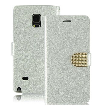 Microsonic Pearl Simli Taşlı Deri Samsung Galaxy Note 4 Kılıf Beyaz