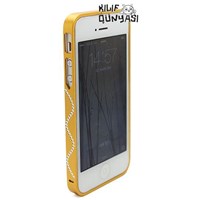 İphone 5s Kılıf Seramik Taşlı Metal Bumper Çerçeve Altın
