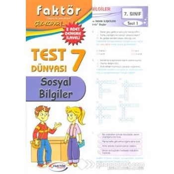 Faktör 7. Sınıf Sosyal Bilgiler Test Dünyası - Çek Kopar - Kolektif 3990000001384