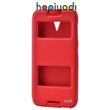 HTC Desire 620 Kılıf Ekol Gizli Mıknatıslı Standlı Kırmızı