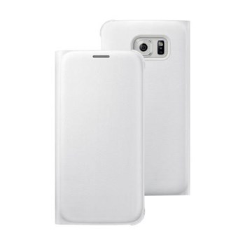 Microsonic Flip Leather Samsung Galaxy S6 Kapaklı Deri Kılıf Beyaz
