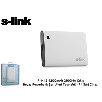S-link IP-M42 4200mAh Beyaz Powerbank Taşınabilir Pil Şarj Cihazı