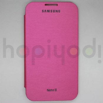 Samsung Galaxy Note 2 N7100 Kılıf Flip Cover Kapaklı Pembe
