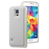 Microsonic Derili Metal Delüx Galaxy S5 Beyaz Kılıf
