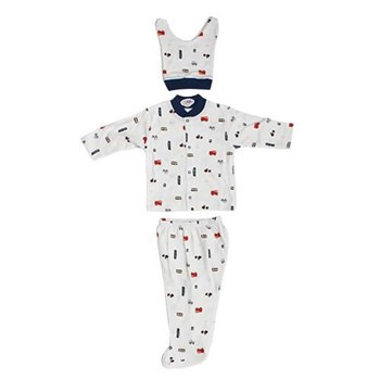 Sebi Bebe 52120 Patikli Pijama Takımı 3lü Arabalı Lacivert 0-3 Ay (56-62 Cm) 28242227