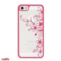 Redlife Iphone 5/5s Kabartma Çiçek Desenli Pc Arka Kapak Pembe