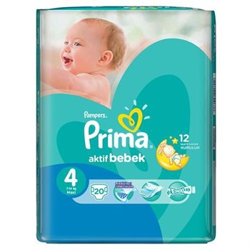 Prima Bebek Bezi Aktif Bebek 4 Beden Maxi Tekli Paket 20 Adet