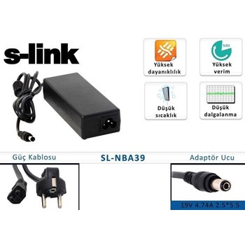 S-Link Sl-Nba39 19V 4.74A 2.5*5.5 Notebook Adaptör ( Toshiba-Casper-Lenovo)