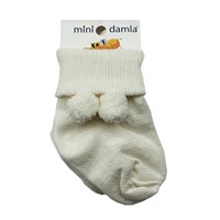 Mini Damla 4727 Ponponlu Kız Bebek Çorabı Krem 33443659