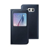 Microsonic Samsung Galaxy S6 Edge+ Plus Kılıf View Premium Leather Kapaklı Siyah