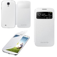 Microsonic View Cover Delux Kapaklı Kılıf Samsung Galaxy S4 Akıllı Modlu Beyaz
