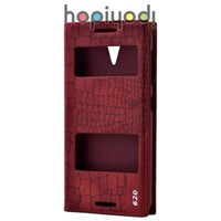 HTC Desire 620 Kılıf + Viper Mıknatıslı Pencereli Kırmızı Koyu