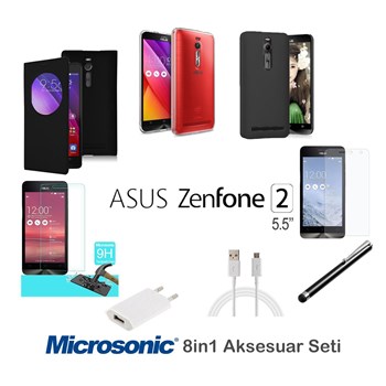 Microsonic Asus Zenfone 2 5.5′′ Kılıf & Aksesuar Seti 8in1