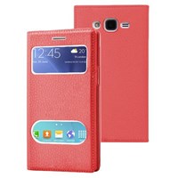 Microsonic Samsung Galaxy J5 Kılıf Dual View Gizli Mıknatıslı Kırmızı 33123934