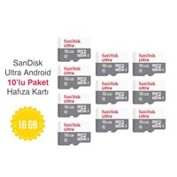 SanDisk Ultra Android 16GB (48MB/sn) Telefon Hafıza Kartı - 10 lu Paket