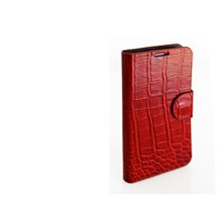 Cklf-Booktype Samsung-S4 Mini Hakiki Deri Kılıf-Kırmızı