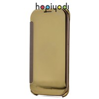 Samsung Galaxy S6 Kılıf Aynalı Flip Cover Altın