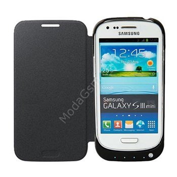 PowerCase Samsung S3 Mini Şarjlı Kapaklı Kılıf Siyah MGSFRSTFGRZ
