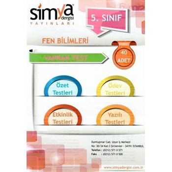 5.Sınıf Fen Bilimleri Yaprak Test Simya Dergisi Yayınları (ISBN: 9786051542195)