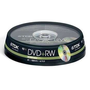TDK DVD+RW 4x 4.7GB 10'lu Cakebox S03348