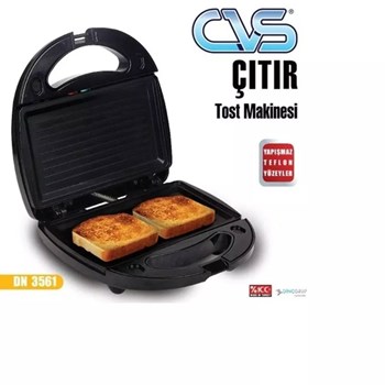 CVS DN 3561 Mini 800 W 2 Adet Pişirme Kapasiteli Teflon Çıkarılabilir Plakalı Izgara ve Tost Makinesi
