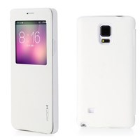 Rock Uni Samsung Galaxy Note 4 Quick View Smart Leather kılıf Beyaz