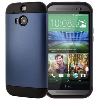 Microsonic Slim Fit Dual Layer Armor Htc One M8 Kılıf Mavi