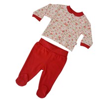 Bebetto F826 Flower World Penye Mini Pijama Takımı Kırmızı 6-9 Ay (68-74 Cm) 33445801