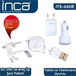 Inca ITS-440B iPad 2/New iPad/iPad 4/iPad Beyaz 3'lü Şarj Seti