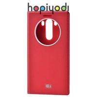 LG G3 Kılıf Dolce Pencereli Gizli Mıknatıslı Kırmızı