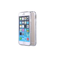 Microsonic iPhone 6 Taşlı Metal Bumper Kılıf Gümüş