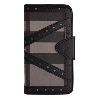 Color Case Galaxy S4 Mini Cüzdanlı Ekose Kılıf Siyah MGSDFGHJK24