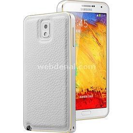 Derili Metal Delüx Samsung Galaxy Note 3 Kılıf Beyaz