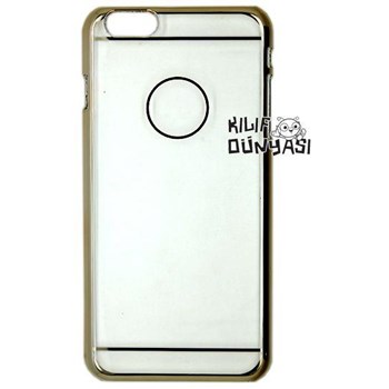 iPhone 6 Plus 5.5'' Kılıf Sert Plastik Tam Şeffaf Kapak Altın