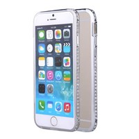 Microsonic iPhone 6 Taşlı Metal Bumper Gümüş Kılıf