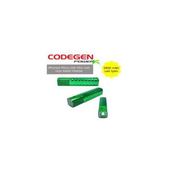 Codegen Powerx If28-g 2800mah Led Işıklı Yeşil Powerbank Taşınabilir Şarj Cihazı