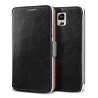 Verus Samsung Galaxy Note 4 Wallet Dandy Klop Series Deri Kılıf - Renk : Black